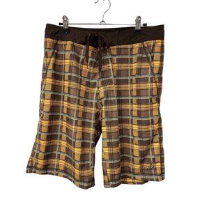 Prana Breathe Swim Trunks Board Shorts Plaid Men’s size 32
